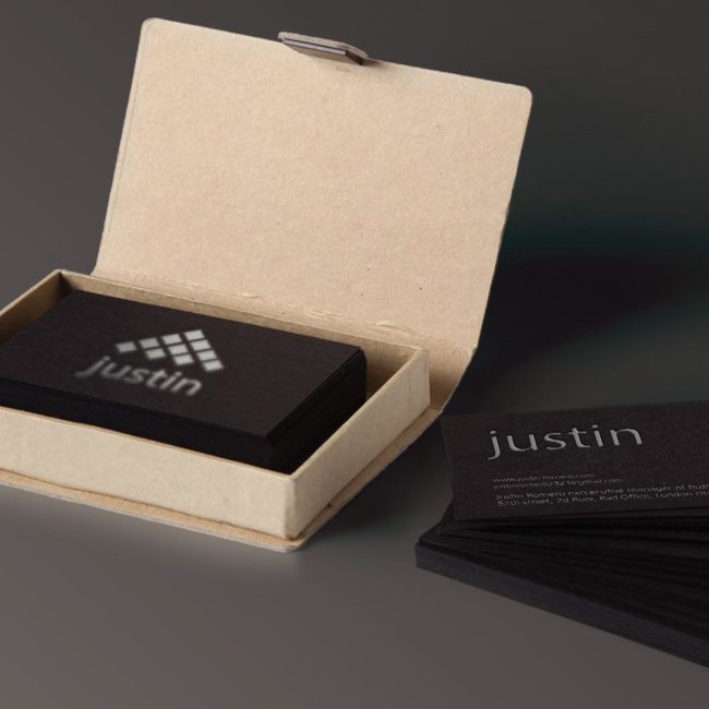 Duplex matte black paper for a perfect business card.