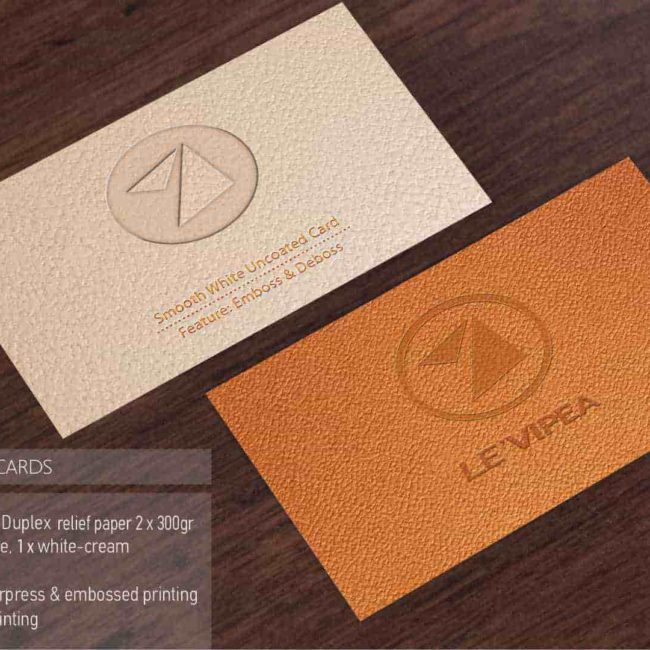 Business card in orange paper.